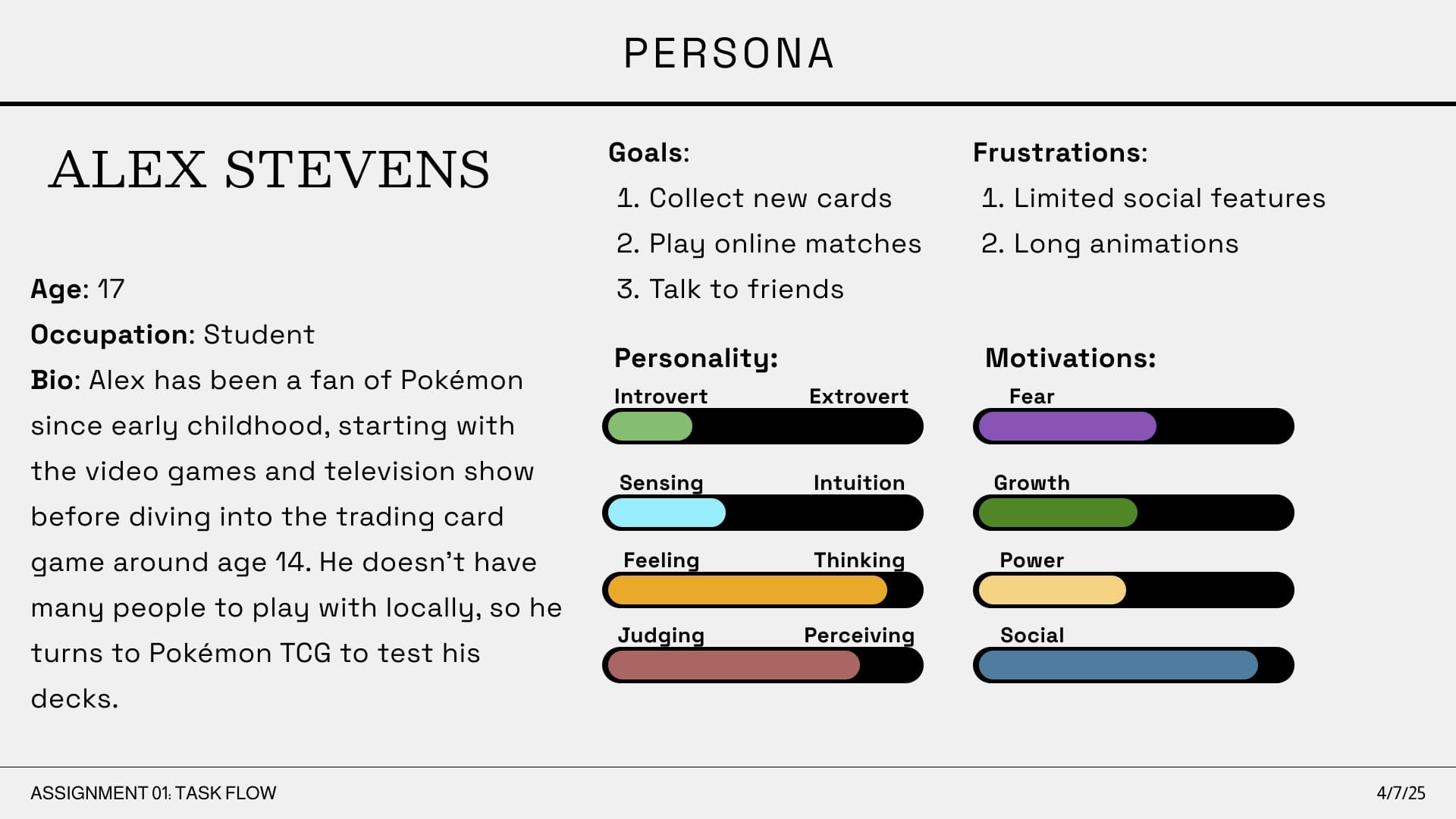 A user persona created for the project, likely named 'The Collector'.