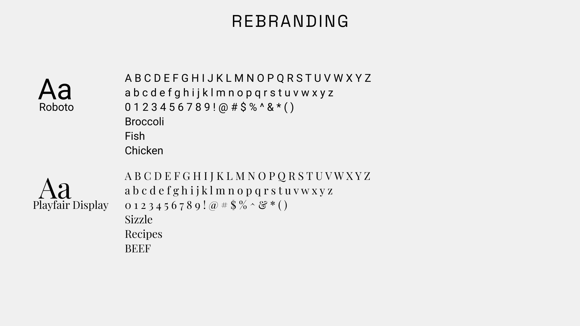 The typography (fonts) chosen for the design.